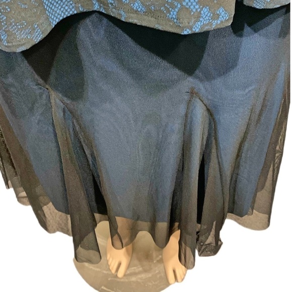 IGIGI Skirt Sheer Black Over Blue Pull-On Kick Pleats Midi Plus Size 18/20 NEW - Picture 6 of 13